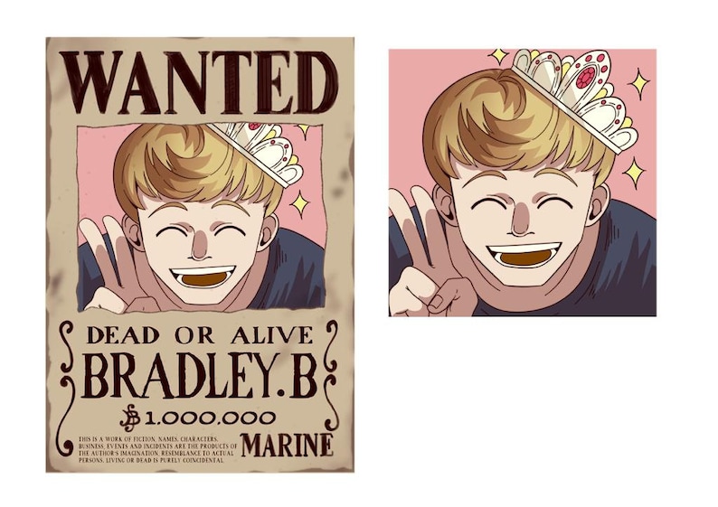 Anime Wanted Poster Custom Portrait in Black Wanted Poster Etsy