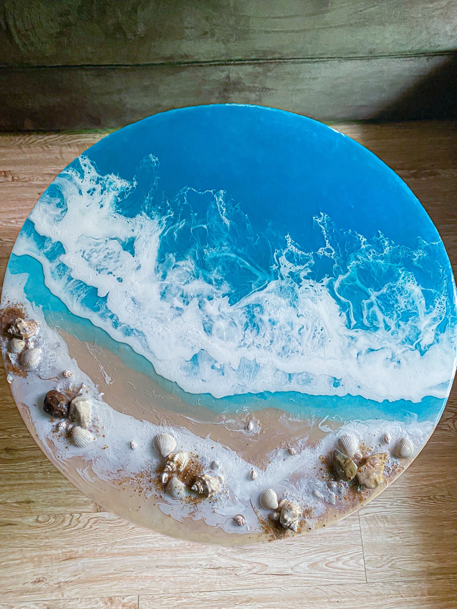 Resin Ocean Coffee Table Epoxy for Beach House Decor Coastal Theme