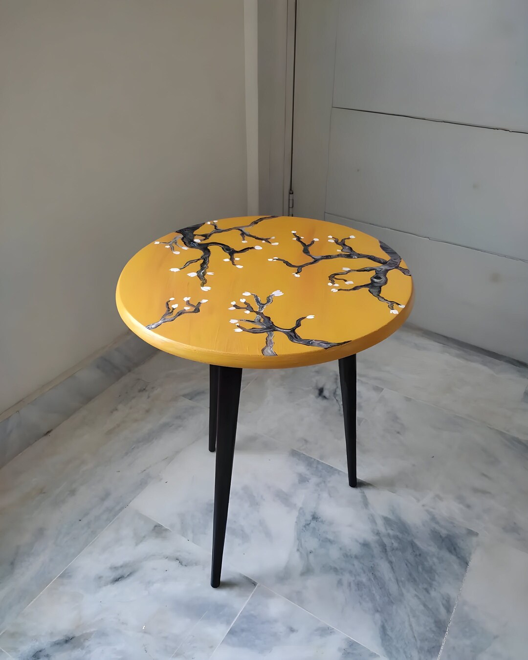 Hand Painted Coffee Table Floral Tree Side Table End Table Etsy