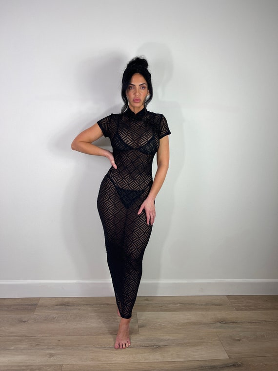 Asian Inspired Lace Maxi Dress - image 1