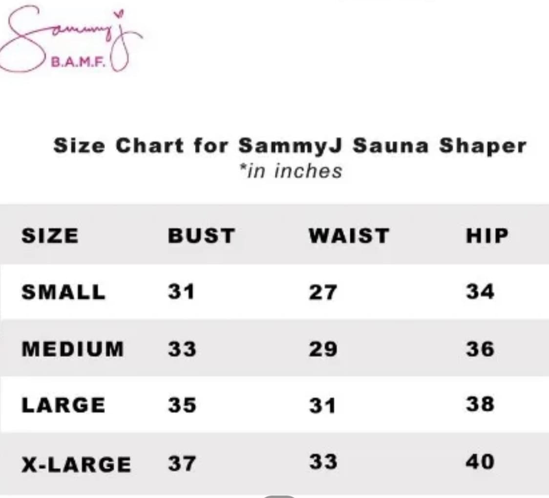 Sammy J Sauna Shaper Authentic Available in 4 Sizes S/M/L 