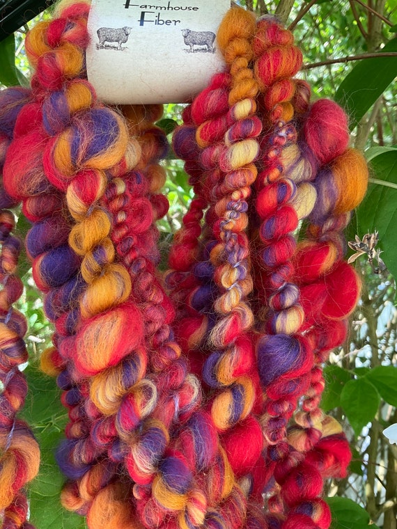 Art Yarn 7 1/2 Yds Red Gold Yellow Purple Super Jumbo Yarn