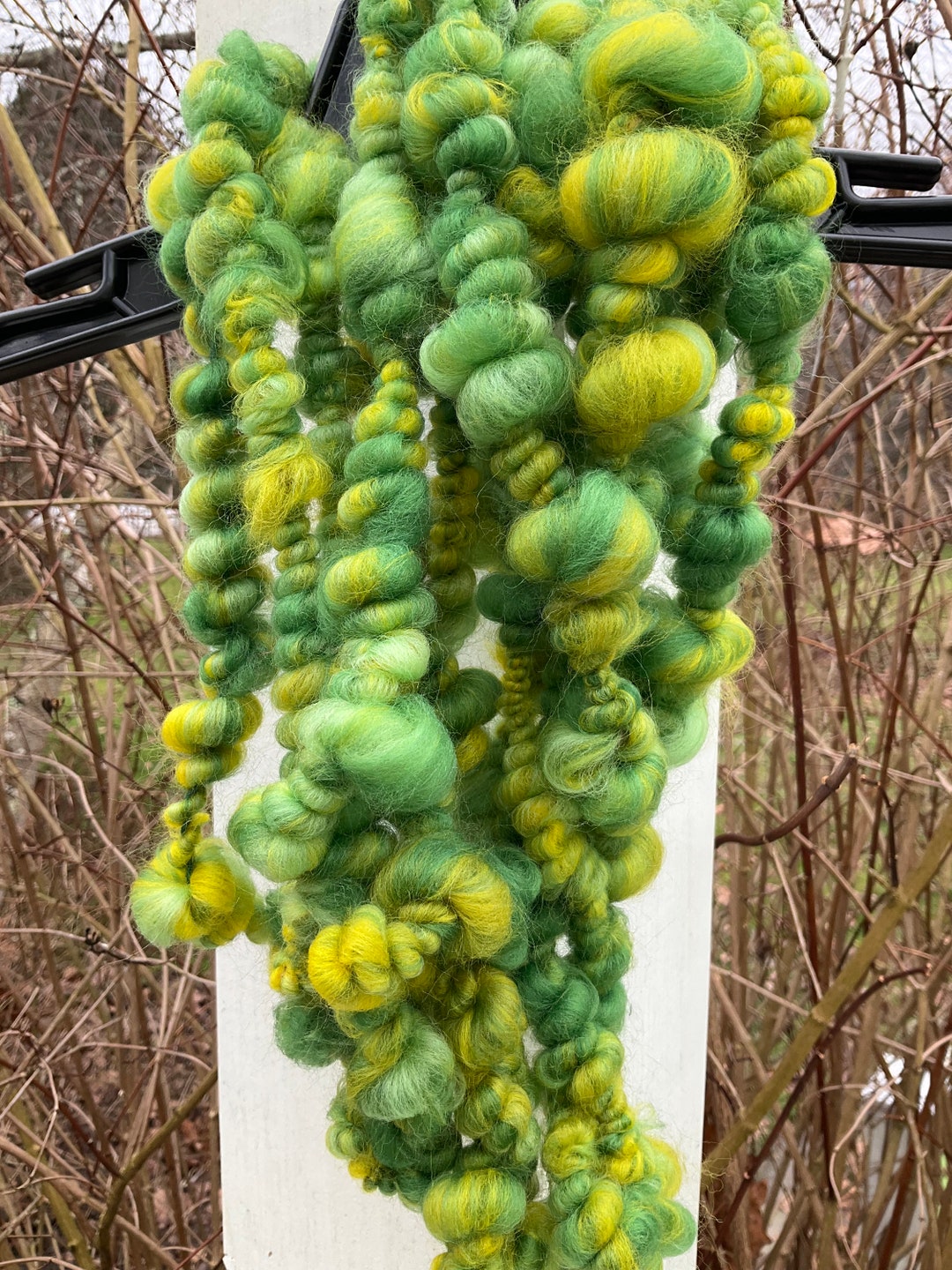 Art Yarn 4 1/2 Yds Super Jumbo Yarn Accent Yarn Coils Green and Yellow