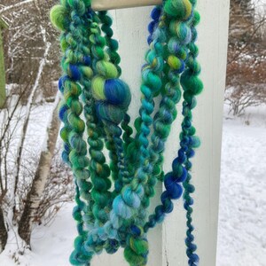 Art yarn 5 yds blues and greens super jumbo yarn