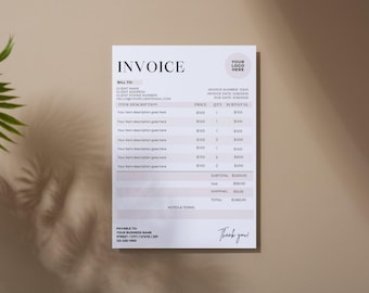 Invoice Template Editable, Digital Small Business Invoice, Printable Invoice, Client Invoice Template, Editable Billing Form