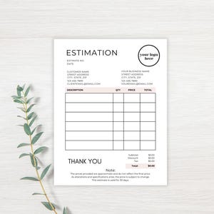 Estimate Template, Printable Job Estimate Template, Editable Estimation, Modern Work Estimate, Business Estimate, Price Estimate for Job