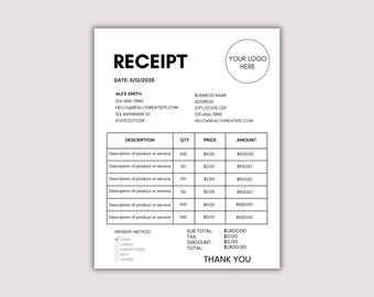Quittungsvorlage, Quittung für kleine Unternehmen, Kundenquittung, Kundenquittung, Quittungsform, Quittung für Dienstleistungen, Produktquittung