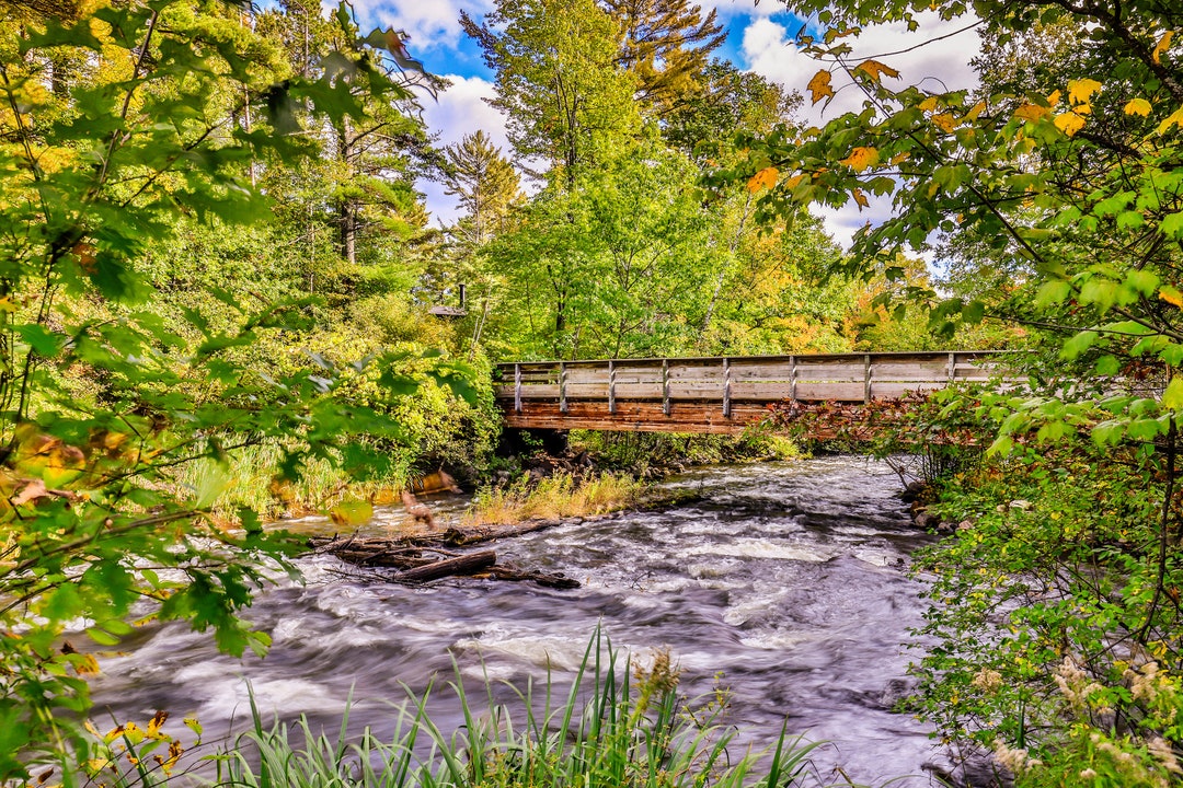 Wooden Bridge in the Fall Over the River - Etsy