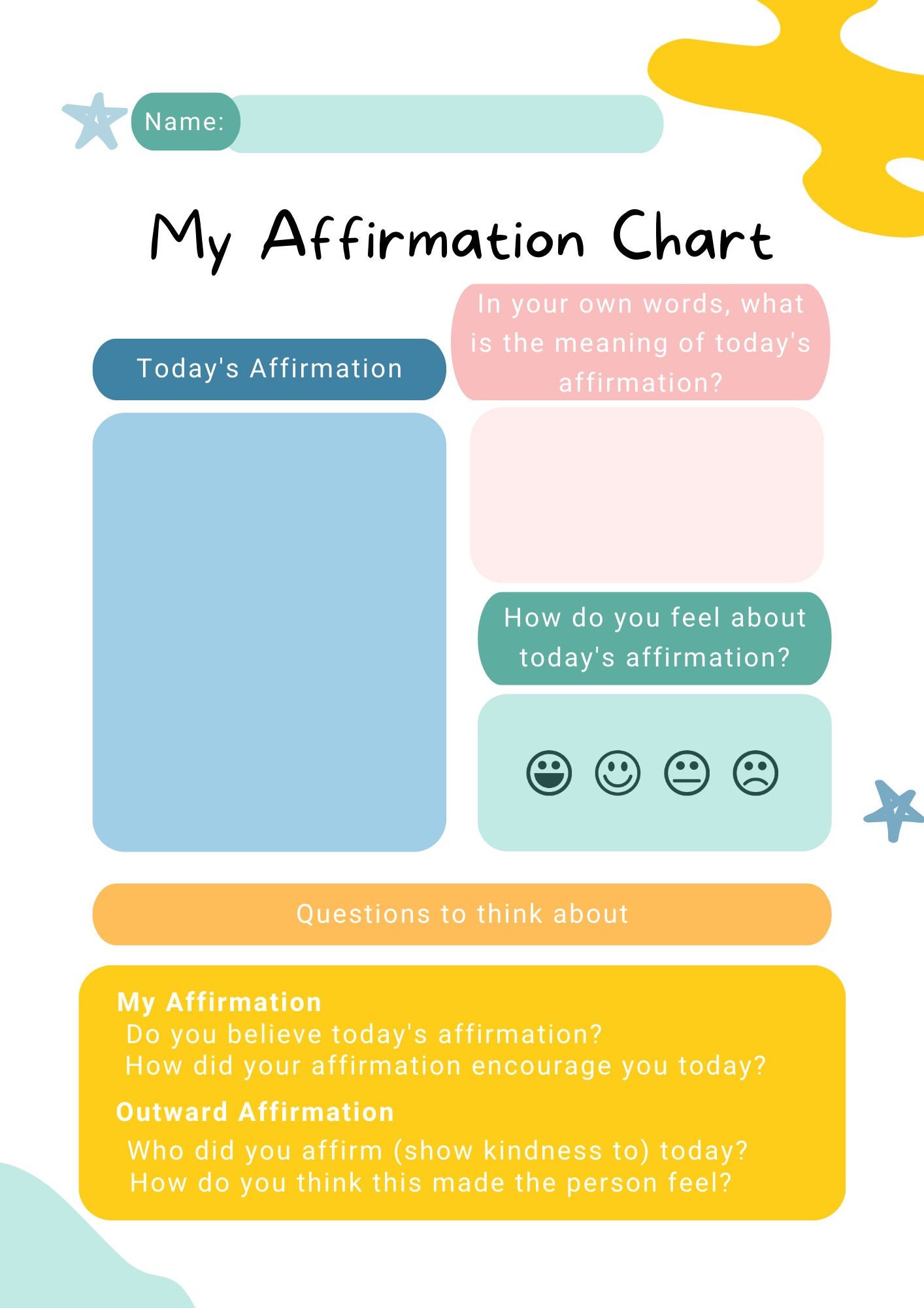 Additional Magnetic Affirmation Chart - Etsy