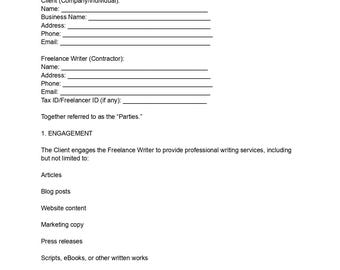 Freelance Writer Contract: Editable Template (DOC & PDF)