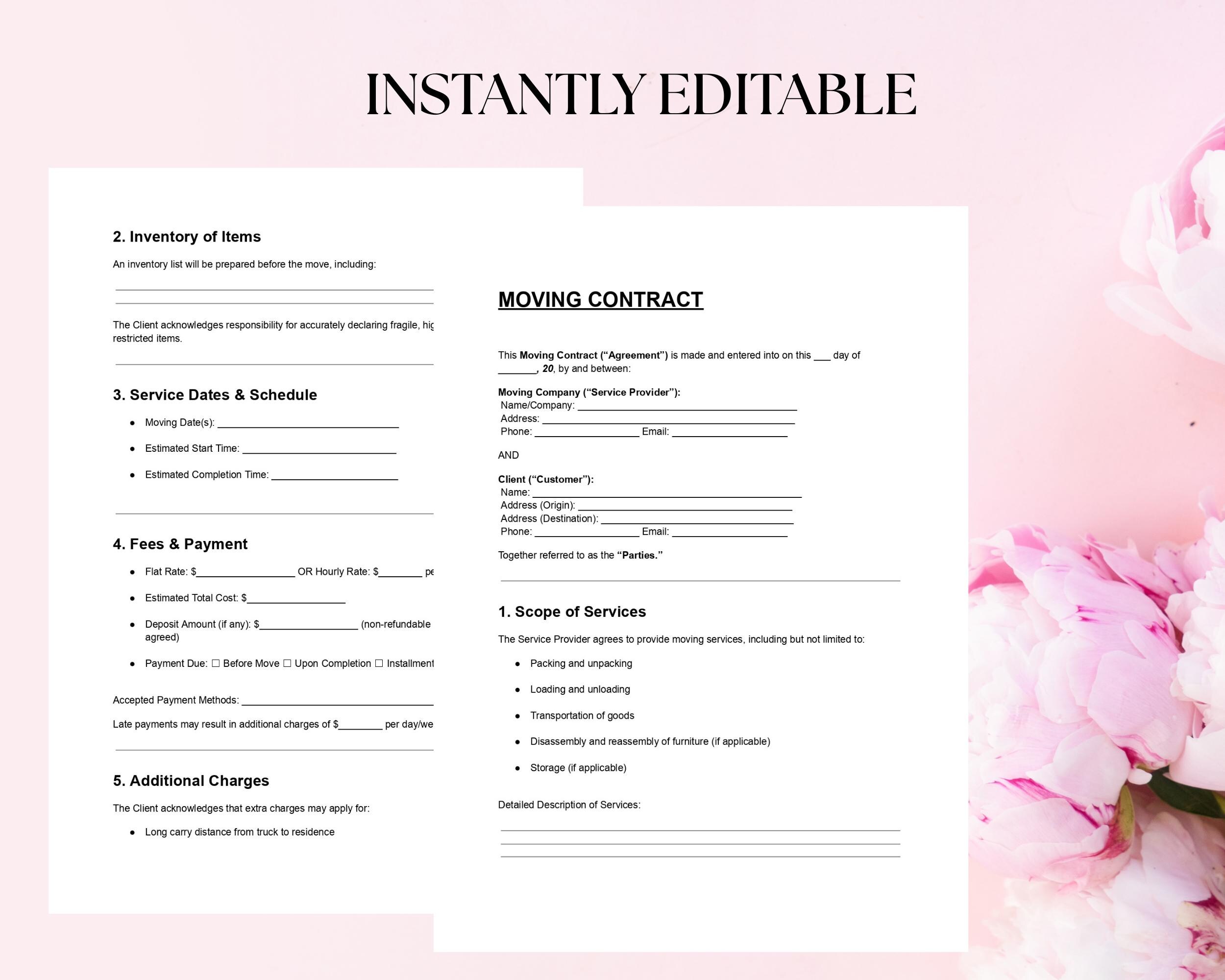 Work Relocation Contract Moving Contract Template | Relocation Service Agreement (DOC & PDF) - Etsy