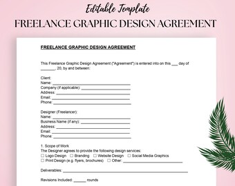 Freelance Graphic Design Contract Template: Client Service Agreement (Printable PDF & DOCX)