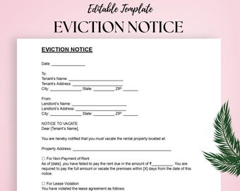 Editable Eviction Notice Template: Landlord Lease Termination Form (PDF, Word, Google Docs)