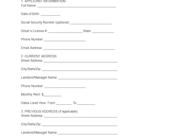 Rental Application Form DOC PDF | Tenant Screening Template