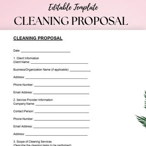 Cleaning Proposal Template | Residential & Commercial Cleaning Services | Editable Word , PDF