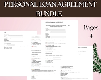 Personal Loan Agreement Template | Editable Word & PDF Forms | Instant Download