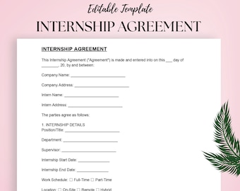 Internship Offer Letter Template: Editable Agreement (Digital Download)