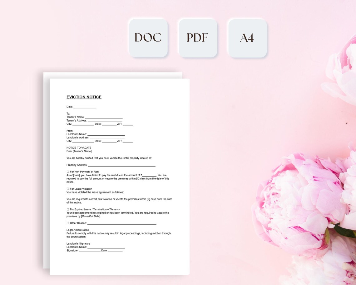 Tenant Exit Form.pdf Editable Eviction Notice Template: Landlord Lease Termination Form (PDF ...