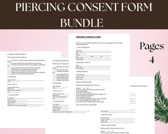 Piercing Einverständniserklärung Bündel | Bearbeitbare Tattoo und Body Piercing Waiver Vorlagen DOC & PDF