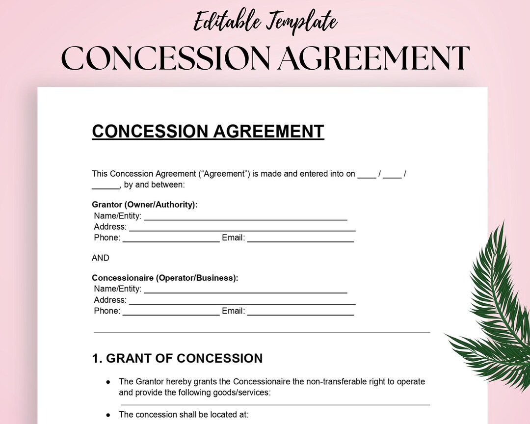 Concession Agreement Template: Vendor Contract for Events (DOC & PDF ...