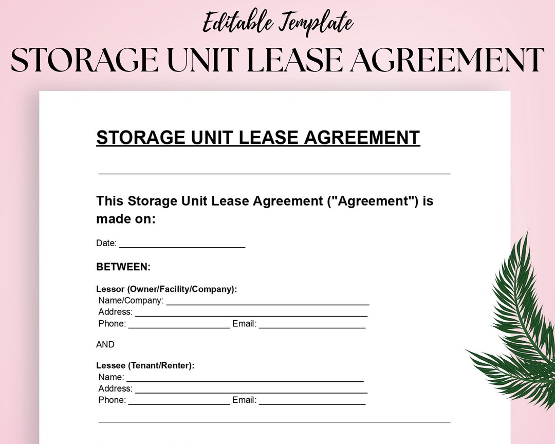 Storage Unit Statment Template.pdf Storage Unit Lease Agreement Template: Editable PDF & DOC Rental ...