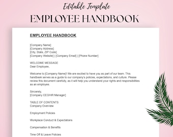 Employee Handbook Template | Company Policies & Procedures Manual | Editable Word, PDF Document