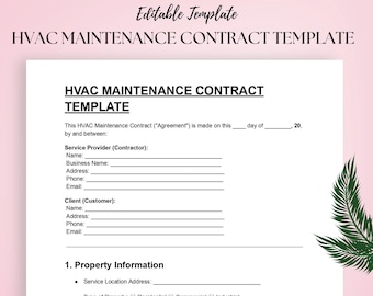 Modelo de Contrato de Manutenção de HVAC (Aquecimento, Ventilação e Ar Condicionado) em DOC e PDF | Contrato de Serviço de Aquecimento e Refrigeração