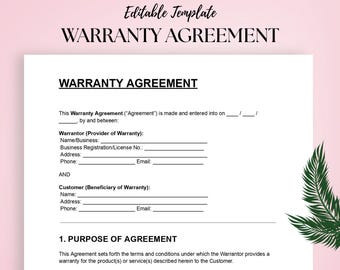 Warranty Agreement Template: Editable DOC & PDF, Product Warranty Terms