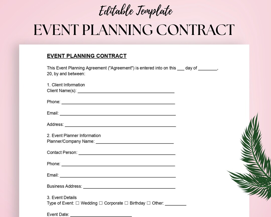 Event Planning Contract Template | Event Coordinator Agreement ...