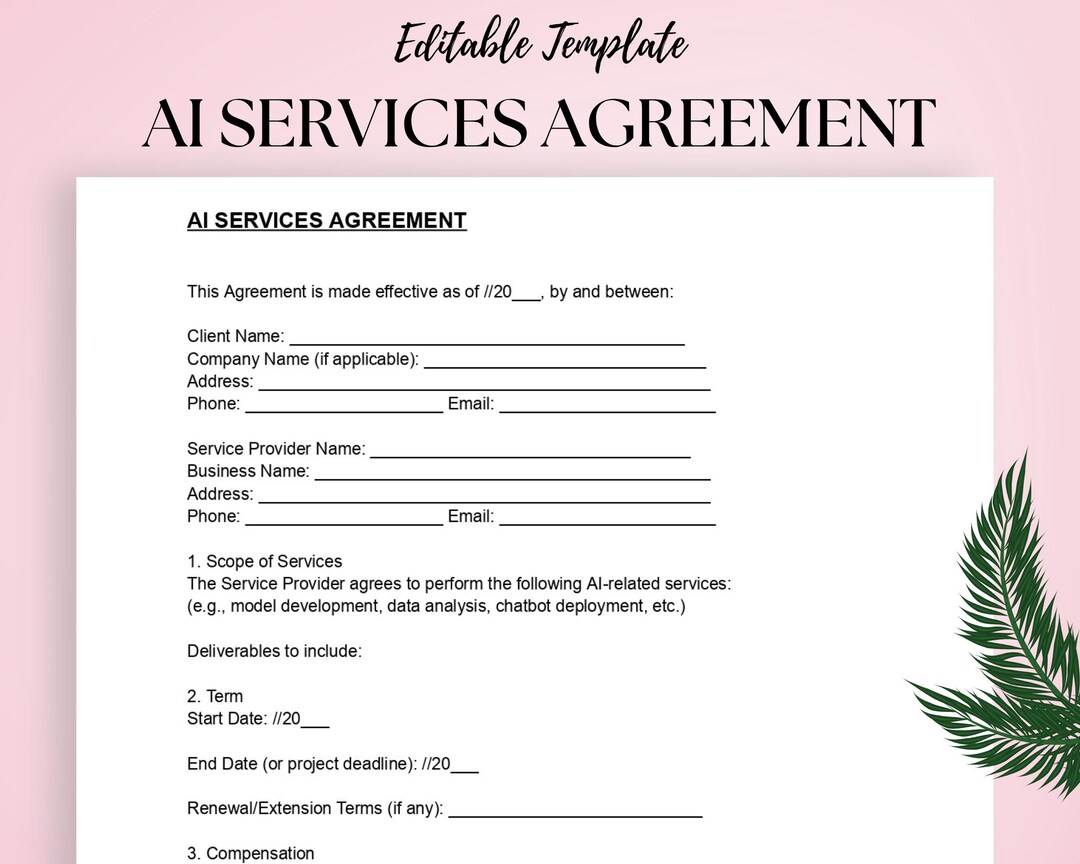 AI Services Agreement Template Artificial Intelligence Consulting ...