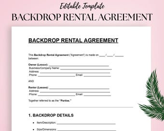 Backdrop Rental Agreement Template: Event Decor Contract (DOC & PDF Download