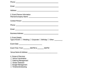 Event Planning Contract Template | Event Coordinator Agreement | Editable Word & PDF Document