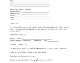 Vorlage für einen Home-Staging-Vertrag: Bearbeitbare DOC- und PDF-Datei