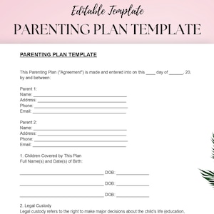 子育て計画テンプレート DOC PDF | 共同養育のための親権合意書