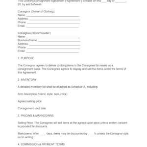 Contrato de Consignação de Roupas: Contrato de Moda Boutique (DOC e PDF)