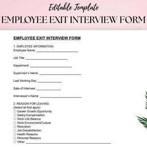 Employee Exit Interview Form Template: Customizable HR Questionnaire (PDF, DOCX, Google Docs)