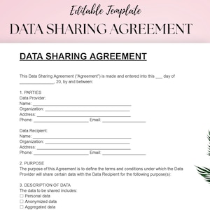Data Sharing Agreement | Confidential Information Exchange Contract | Editable Word & PDF