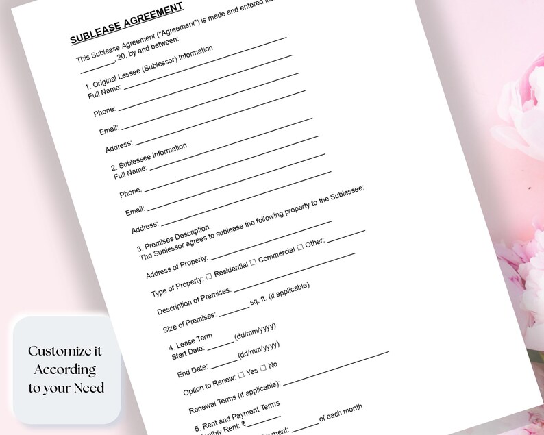 Editable Sublease Agreement Template | Legal & Secure | PDF and Google ...