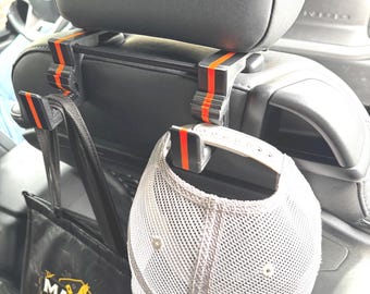 Black ABS Plastic Headrest Utility Hooks for 2021+ Ford Bronco and Bronco Sport.