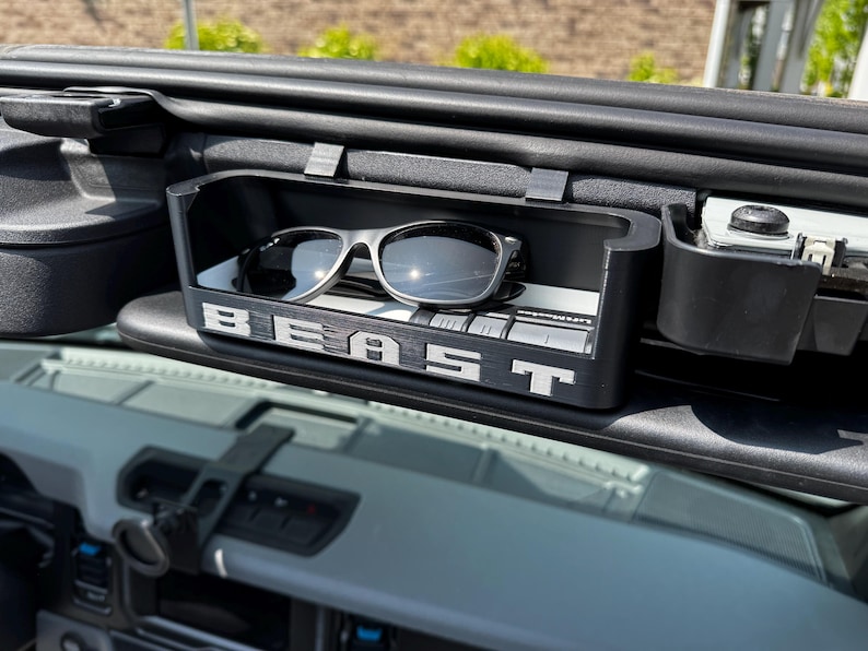 Black ABS Plastic Sunglass Tray W/Colored Text For 2021+ Ford Bronco. Bild 3