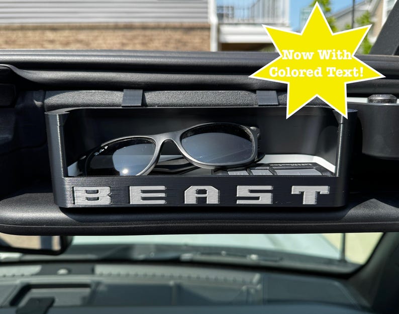 Black ABS Plastic Sunglass Tray W/Colored Text For 2021+ Ford Bronco. Bild 1