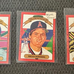 Vintage 1990 Donruss Diamond Kings Baseball Cards, Bo Jackson, Brian Downing, Nolan Ryan