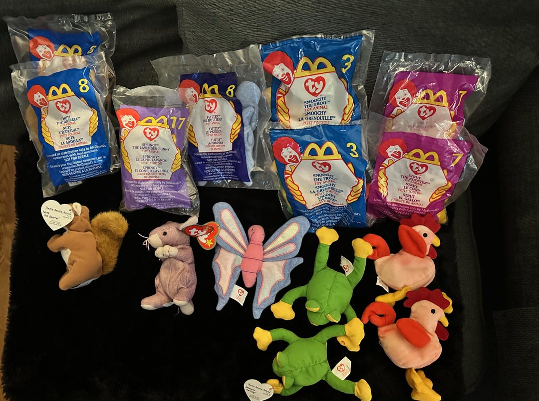Smoochy Rocketship Ty Teenie Beanie Babies, Mcdonald's, Backyard Animarls, Bumble, Strut ...
