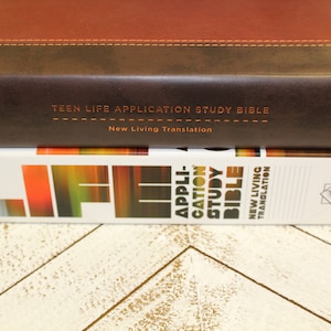Personalized * New Living Translation (NLT)  - Teen Life Application Study Bible - Brown LeatherTouch - Custom Name Imprint