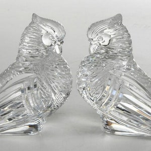 Vintage Steuben Crystal Birds Figurines Pair of Pigeons Life Size 7&#39;&#39; x 6.5&#39;&#39;