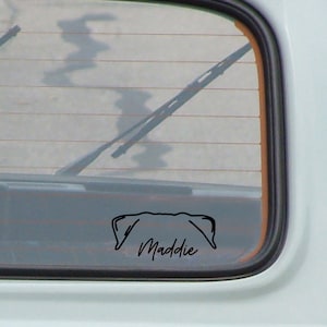 pug dog ear silhouette decal, dog ears, cute car decals, personalized dog decals, custom pet ear decal, vinyl car decals