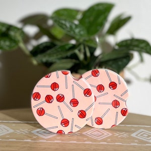 Lollipop Car Coaster, Cute Car Coasters, Car Accessories, Gifts for Her, Set of Two