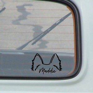 yorkie dog ear silhouette decal, dog ears, cute car decals, personalized dog decals, custom pet ear decal, vinyl car decals