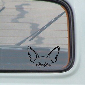 mini pinscher dog ear silhouette decal, dog ears, cute car decals, personalized dog decals, custom pet ear decal, vinyl car decals