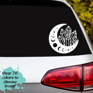 moon & crystal decals, crystals, car decal, vinyl decal, laptop, hydroflask, phone, suv, truck, car, boat, motorcycle, car sticker, sticker